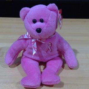 Pink Breast Cancer Awareness Beanie Bear